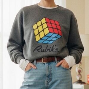 Rubik's L Vintage Y2K Indie Sleeze Grunge Eclectic Artsy Crewneck Sweater